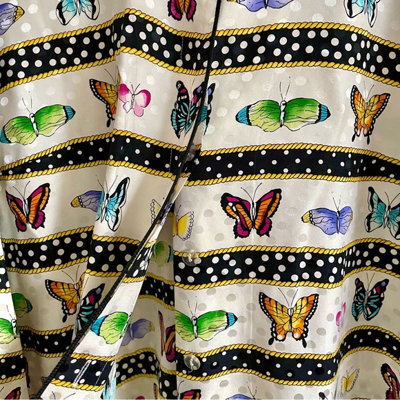 Vintage Silk Butterfly Polka Dot Blouse Alice Olivia Kate Spade Anthro Style - Picture 6 of 13